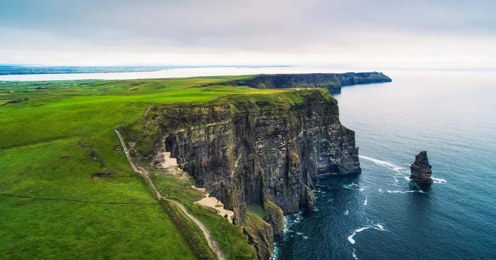 Aerial view of the scenic Cliffs of Moher in Ireland
