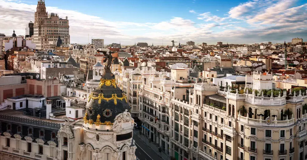 Madrid city skyline by day